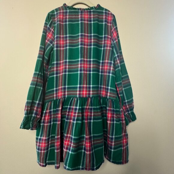 MINI BODEN Plaid Drop Waist Dress Girls 8-9 Cozy Winter Tartan Holiday Cotton - Picture 2 of 7